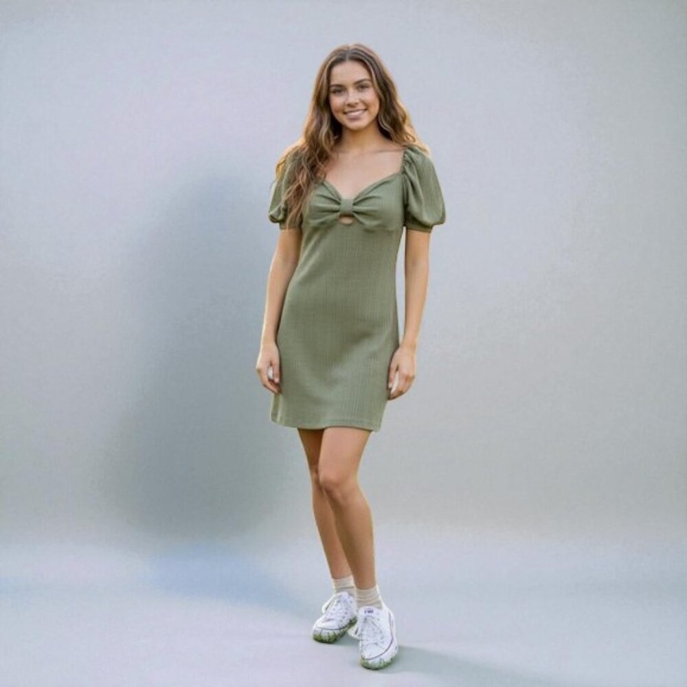 NWT BELLEVUE THE LABEL Abigail Mini Dress in Moss Green